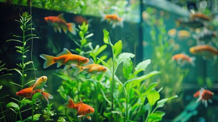 Aquaponics hydroponics Combining modern plant cultivation and fish farming. Generative AI