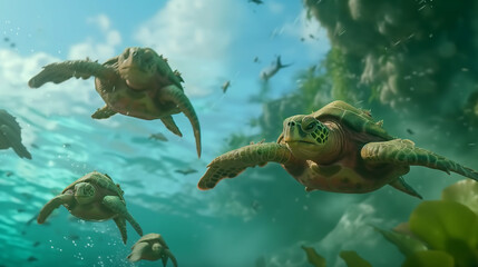 turtles in slow motion