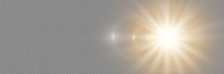 The light effect star flashed. Bright light and flash. On a transparent background.