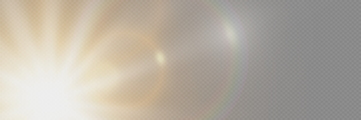 Sunlight special lens flare light effects. Glare of rays and light. On a transparent background.	
