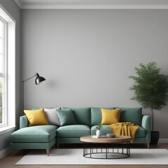 Minimal modern living room with sofa mock up