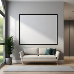 Minimal modern living room with sofa mock up
