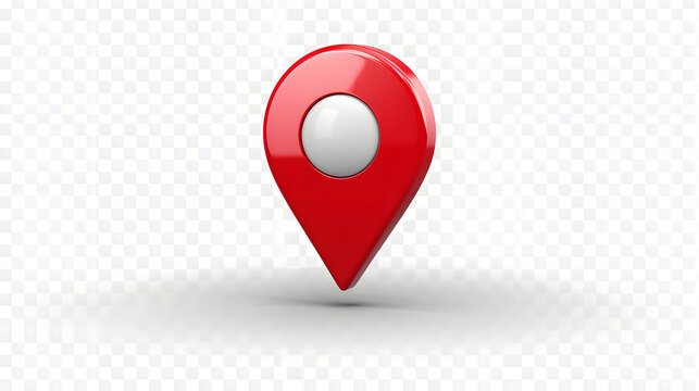 Red map pointer isolated on transparent background. 3d vector illustration.