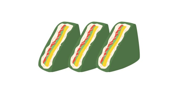 animation korean food samgak kimbap