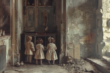 Fototapeta na wymiar abandoned child in orphanage concept,psychological trauma