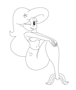 Mermaid Marina coloring book page for kids