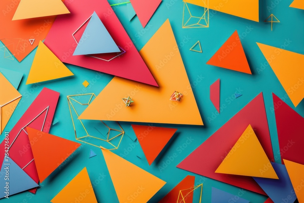 Wall mural multicolored geometric shapes overlapping background