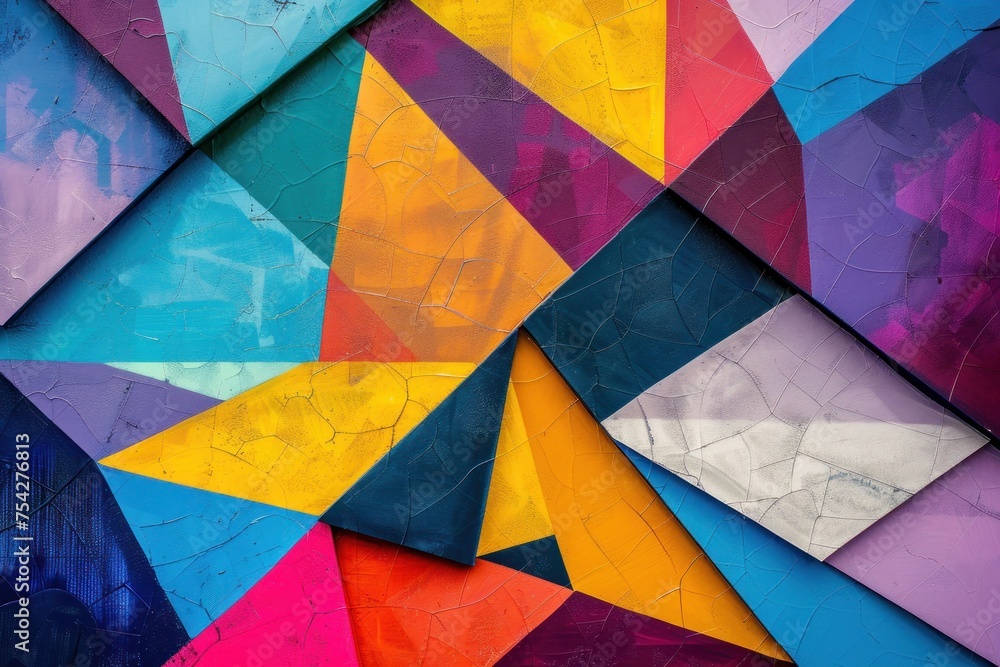 Wall mural multicolored geometric shapes overlapping background