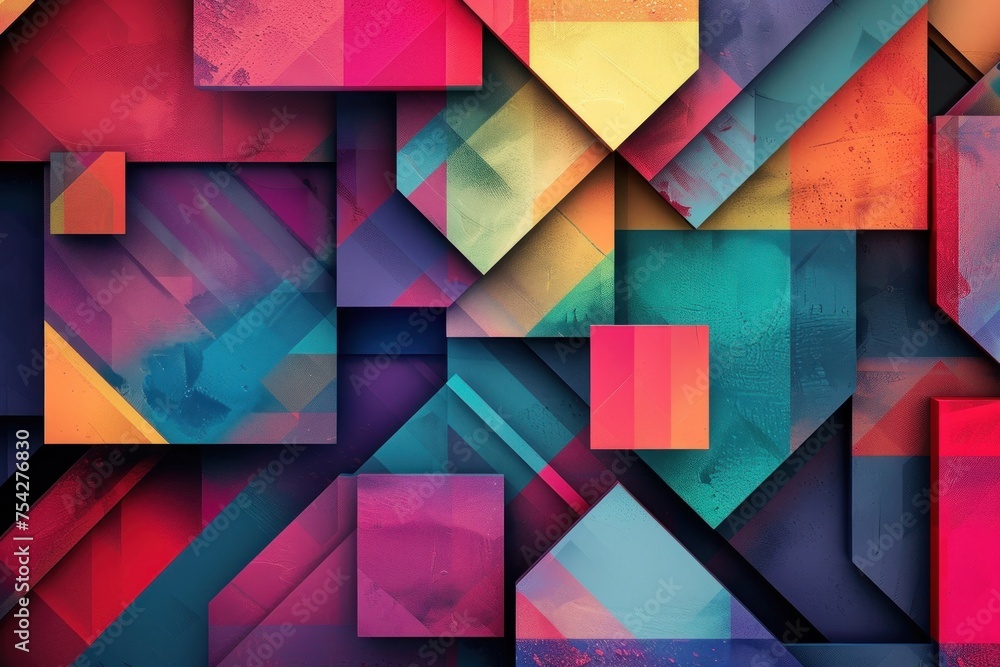 Wall mural multicolored geometric shapes overlapping background
