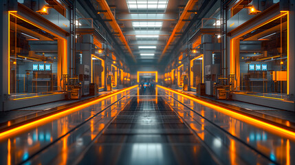 modern factory interior with lighting