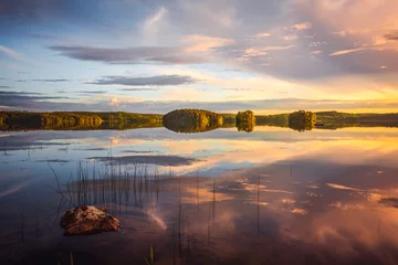 Papier Peint photo Destinations Sunset over a lake in Europe
