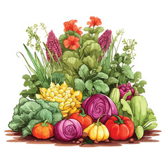 A colorful vegetable garden. vector clipart isolated