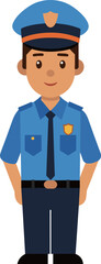 Illustration of a Police Officer Standing with His Hand on His Chest