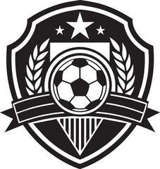 Vector logo soccer design in black color silhouette. 