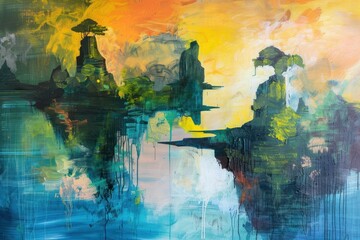 Obraz na płótnie Canvas Abstract landscape with floating islands