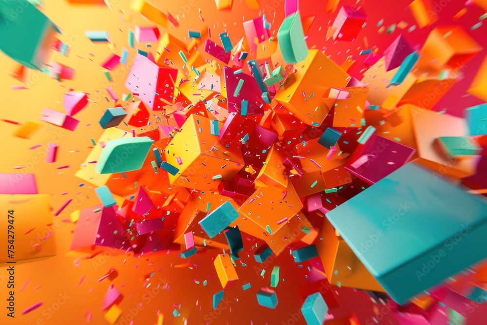 Wall mural dynamic explosion of colors and shapes background