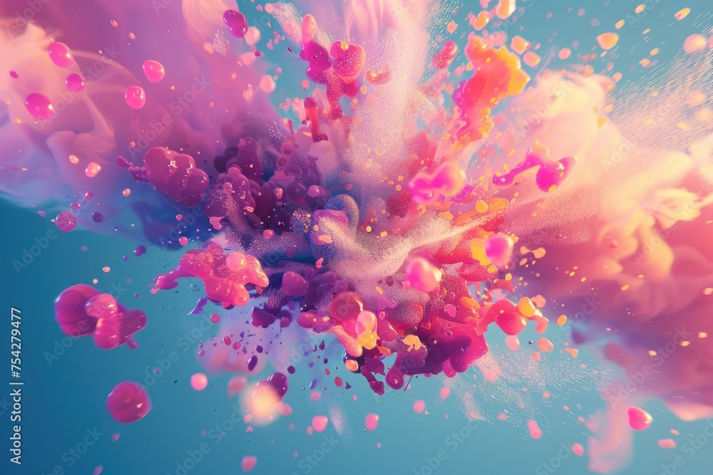 Wall mural dynamic explosion of colors and shapes background