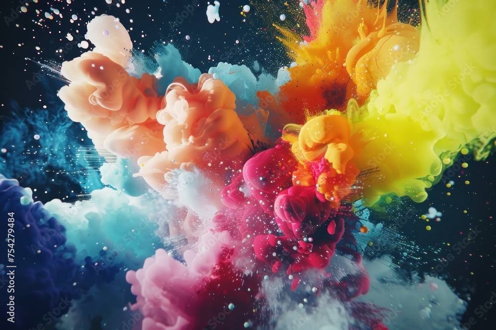 Wall mural dynamic explosion of colors and shapes background