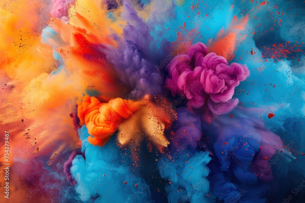 Wall mural dynamic explosion of colors and shapes background