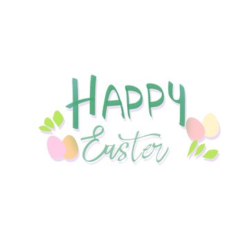 happy easter text greeting card colorful illustration 