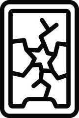Cracked phone icon outline vector. Damaged screen. Protective mobile cover