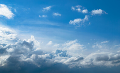 Sky blue landscape with beautiful cumulus clouds