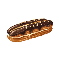  Eclair  isolated on white background PNG transparent background.