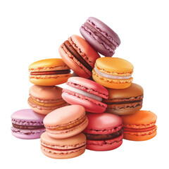 Fototapeta premium Macarons isolated on white background PNG transparent background.