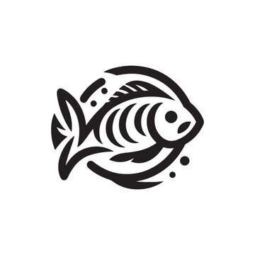 black and white fish logo vector illustration