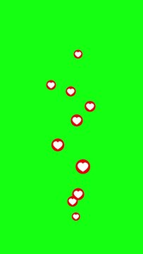 Hearts floating up. Lots of them. Green background.