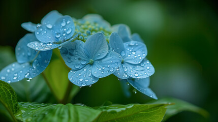 Fototapeta na wymiar Hydrangea with Water Droplets