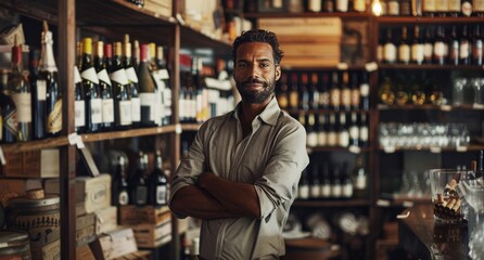 Man Standing in Front of Wine Store