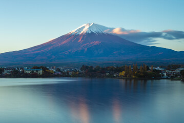 Scenery of Mount Fuji and Lake Kawaguchi in Yamanashi, japan - 754284644