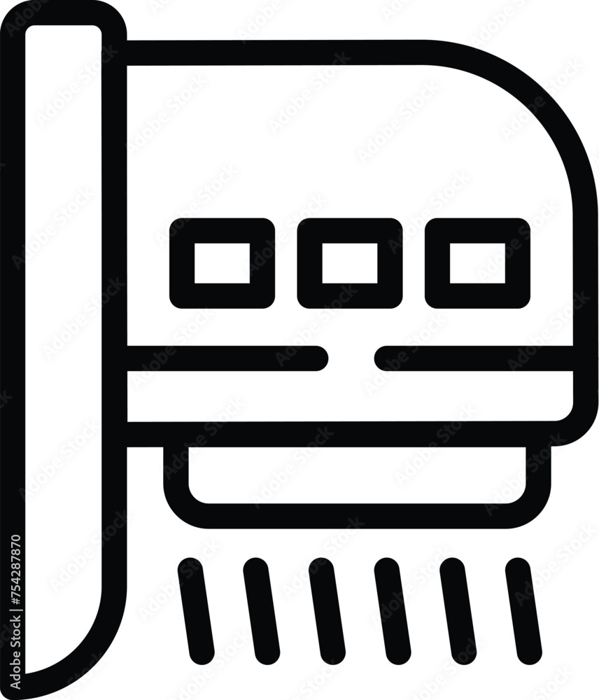 Poster hand drying mechanism icon outline vector. automated palm heating system. sensor blowing electric ai