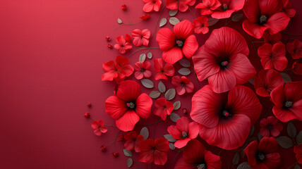 red flowers banner background - Powered by Adobe
