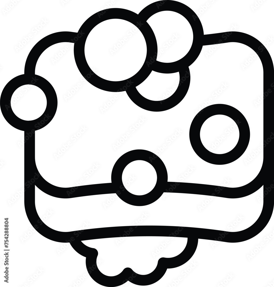 Poster foam sponge icon outline vector. antibacterial soap bubbles. hygiene body solution