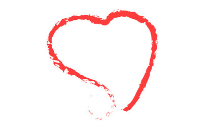 Red heart shape isolated on white background. Sketch drawing was drawn with the brush and ink. Valentine s Day, wedding or other purpose. Hand drawing heart. vector illustration