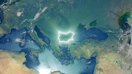 Realistic Earth Glowing Borders Bulgaria