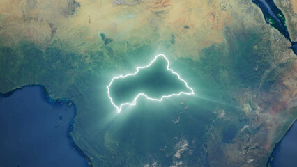 Realistic Earth Glowing Borders Central African Republic - obrazy, fototapety, plakaty