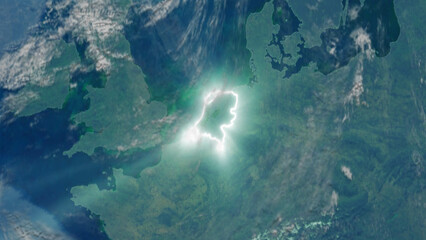 Realistic Earth Glowing Borders Netherlands