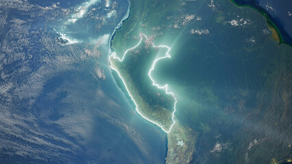 Realistic Earth Glowing Borders Peru