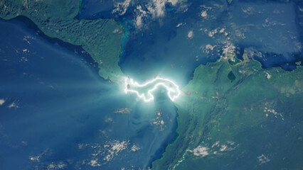 Fototapeta na wymiar Realistic Earth Glowing Borders Panama