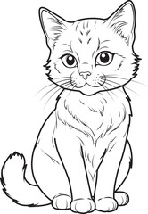 Obraz premium Cartoon cat coloring page vector illustration