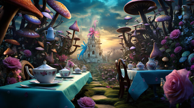 Mad Hatters Tea Party Whimsical Wonderland Scene ..