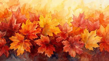 Naklejka na ściany i meble A watercolor ballet of autumn leaves