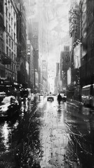 Fototapeta premium rainy weather in the evening city.