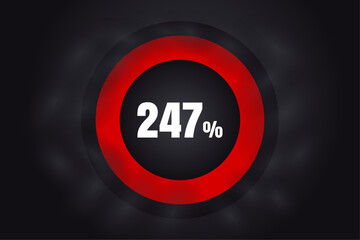 Loading 247%  banner with dark background and red circle and white text. 247% Background design.