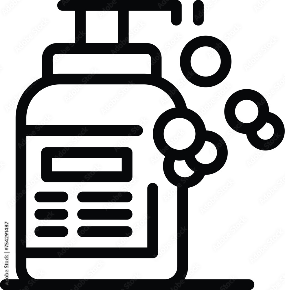Poster Pump bottle soap icon outline vector. Hands washing liquid dispenser. Skin care moisturizer cleanser - Posters