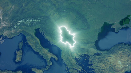 Realistic Earth Glowing Borders Serbia