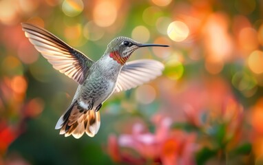 A Hummingbird Surrounded by Blooms